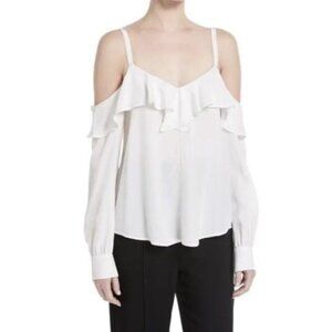NWT A.L.C. Felix Cold-shoulder Long Sleeve Top In White size 2 white New